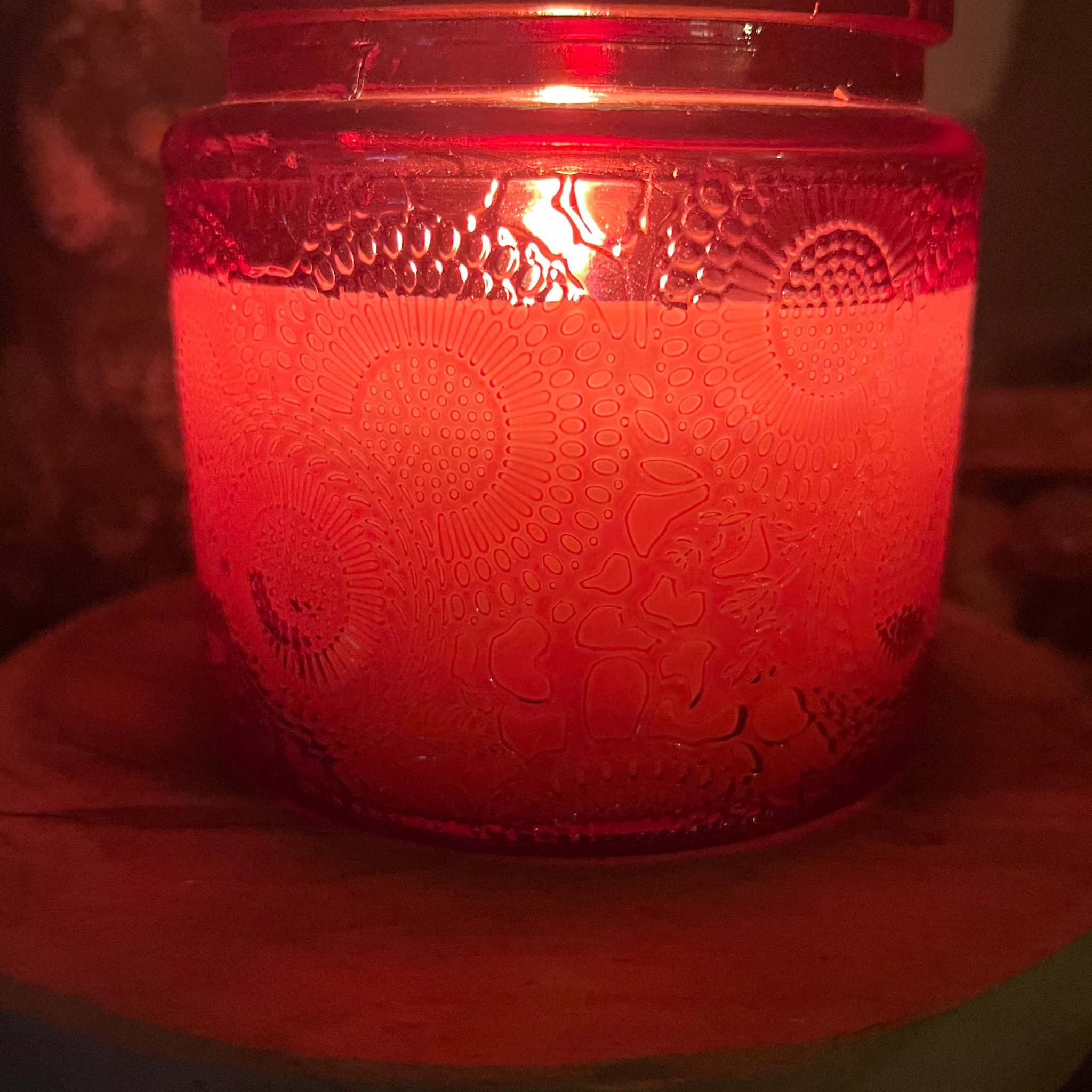 Kaars Zahra in Rode Glazen pot