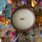 Kaars Tara - Bruin-Wit- Houten Lont