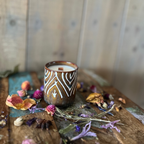 Kaars Tara - Bruin-Wit- Houten Lont