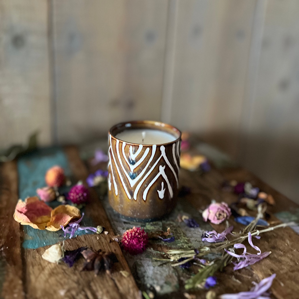 Kaars Tara - Bruin-Wit