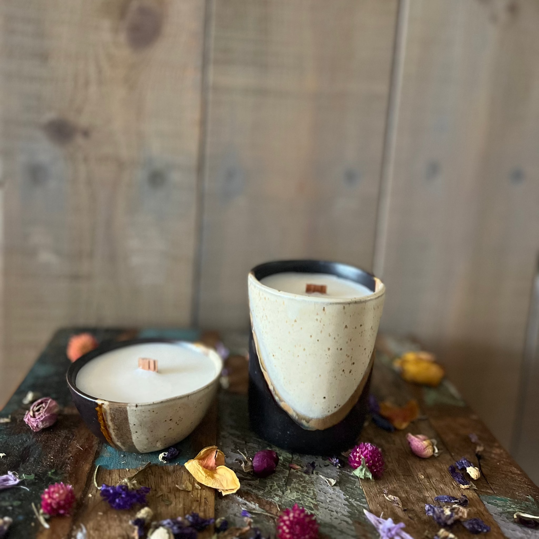 Kaars Yeva - Luxe Set | Diepbruin‑zachte beige