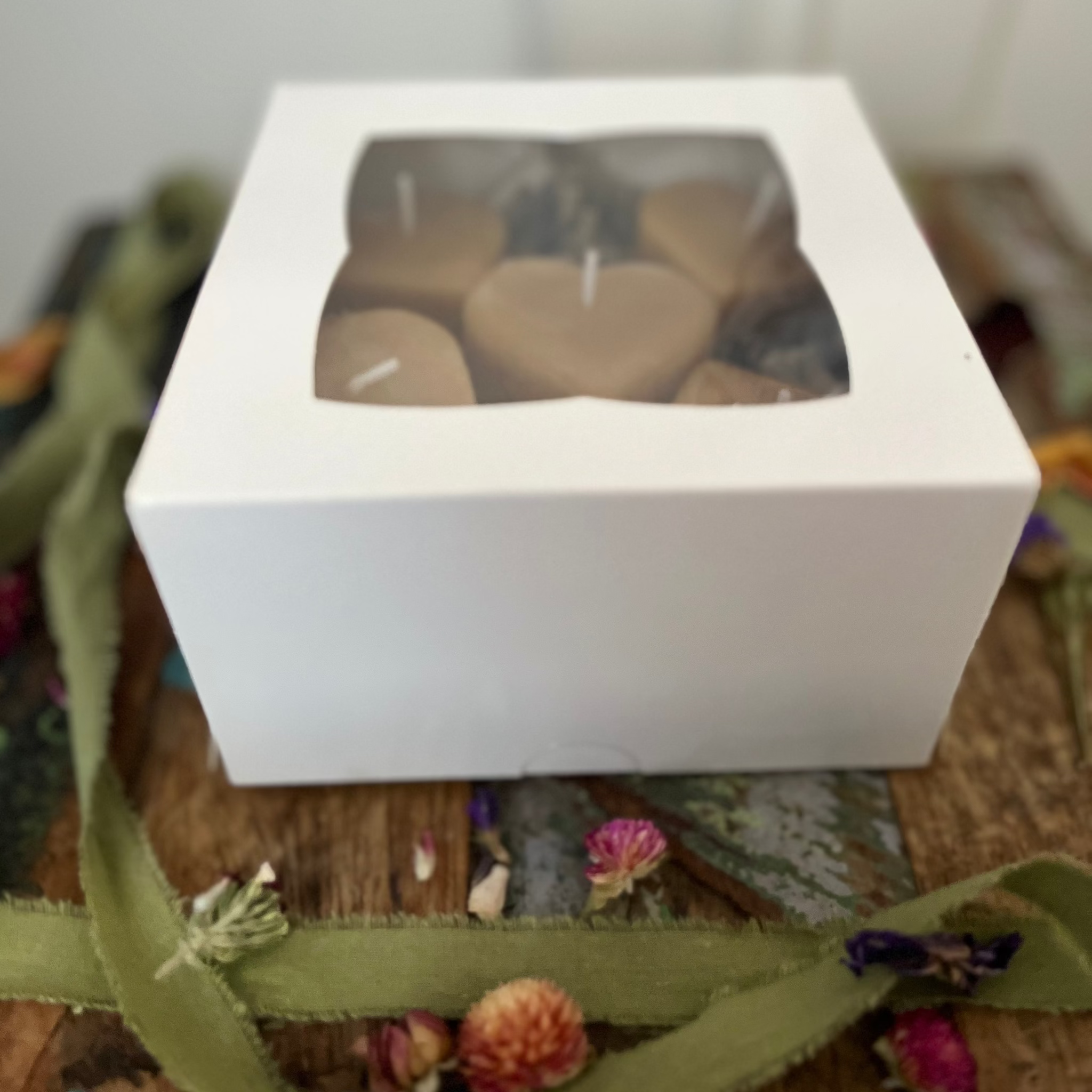 Theelichtjes van Pure Bijenwas Hartvorm – Set van 5